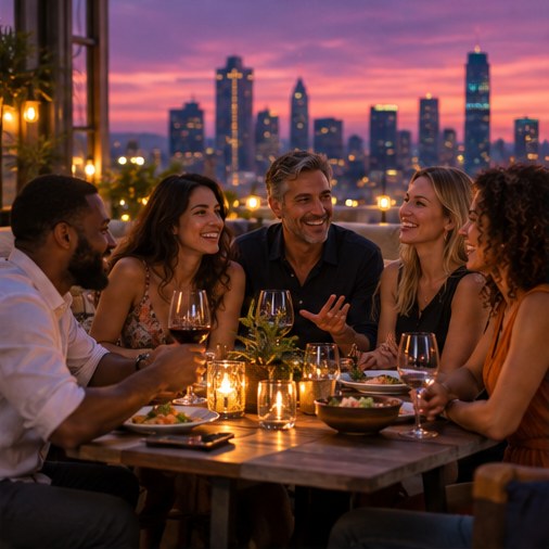 Concept visual of a rooftop gathering
